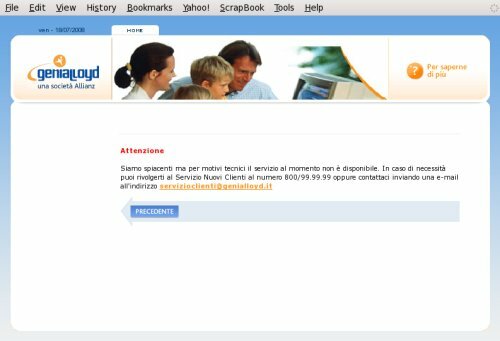 clicca per ingrandire Il sito genialloyd.it è giù